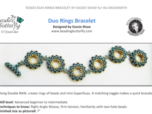 F Duo Rings Bracelet by Kassie Shaw Free Pattern bij aankoop van MiniDuo of Firepolish True 2 mm