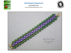 M Footprints Bracelet by Carolyn Cave Free Pattern bij aankoop van Mini Gemduo, Paisley Duo of Miyuki Spacer 2 mm