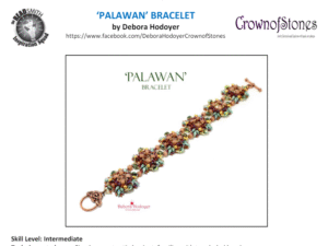 C Palawan Bracelet by Deborah Hodoyer Free Pattern bij SuperDuo Bead, Miyuki 2,8 mm Drops, of 8 mm chatons