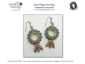 F Duo Rings Earrings by Kassie Shaw Free Pattern bij aankoop van MiniDuo of Firepolish True 2 mm