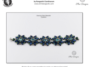 0 Evening Star Bracelet by Rangashrii Santhanam Free Pattern bij 4 mm Bicones, Paisley Duo's of 14 mm Rivoli's