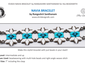 N Navia Bracelet by Rangashrii Santhanam Free Pattern bij Paisley Duo, Navette beads of Silky Beads