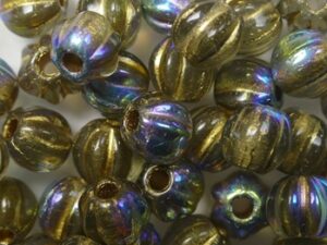 0020332 Light Black Diamond AB Gold Washed 6 mm Melon Beads 25 Pc.