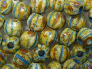 0030372 White Alabaster Travertin Aqua Washed 6 mm Melon Beads 25 Pc.