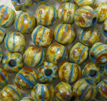0030372 White Alabaster Travertin Aqua Washed melon beads 6 mm color 02010-86805-54308