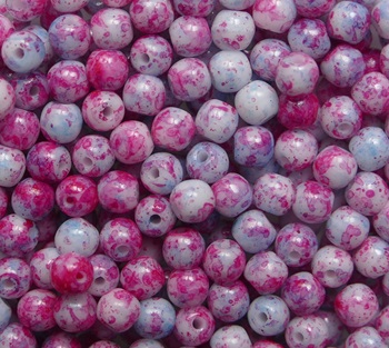 03-R-03000-48502 Chalk White Happy Splatter Druk Round Beads 3 mm color 03000-48502