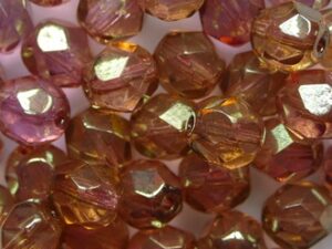 FP1-06-00030LK Crystal Pink Luster Czech Glass Facet Firepolish 6 mm 25 stuks
