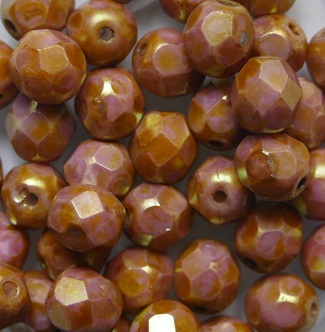FP1-06-02010AK Luster Opaque Rose Gold Topaz Firepolish 6 mm color 02010AK