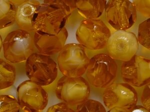 FP1-06-06108 Pearl Amber Czech Glass Facet Firepolish 6 mm
