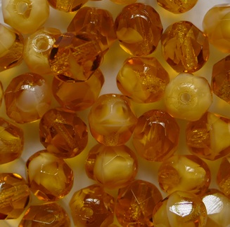 FP1-06-06108 Pearl Amber Czech Glass Facet Firepolish 6 mm FP1-06-06108 Pearl Amber Czech Glass Facet Firepolish 6 mm