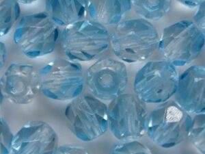 FP1-06-29602CR Coated Aqua Crystal Czech Glass Facet Firepolish 6 mm 25 stuks