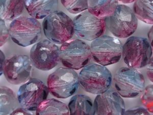 FP1-06-3313K Dual Coated Aqua-Fuchsia Czech Glass Facet Firepolish 6 mm 25 stuks - Afbeelding 1