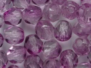 FP1-06-3705K Coated Pink Czech Glass Facet Firepolish 6 mm 25 stuks