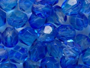 FP1-06-3803K Coated Crystal Half Blue Czech Glass Facet Firepolish 6 mm 25 stuks
