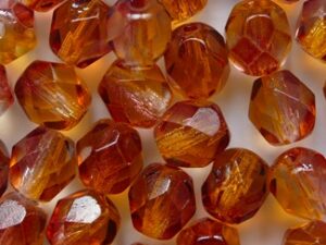FP1-06-3815K Dual Coated Red Orange Czech Glass Facet Firepolish 6 mm 25 stuks - Afbeelding 1