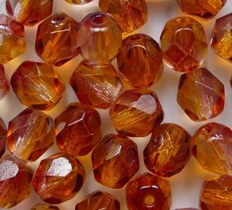 FP1-06-3815K Dual Coated Red-Orange Firepolish 6 mm color K3815