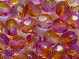FP1-06-3911K Dual Coated Fuchsia Cantaloupe Czech Glass Facet Firepolish 6 mm 25 stuks