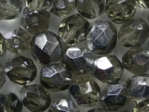 FP1-06-40010S Light Black Diamond Half Labrador Czech Glass Facet Firepolish 6 mm 25 stuks