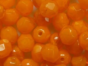 FP1-06-81260 Orange Opal Czech Glass Facet Firepolish 6 mm 25 stuks