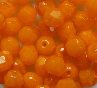 FP1-06-81260 Orange Opal Firepolish 6 mm color 81260 FP1-06-81260 Orange Opal Czech Glass Facet Firepolish 6 mm