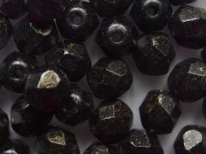FP1-06-90110GM Gold Marbled Garnet Czech Glass Facet Firepolish 6 mm 25 stuks