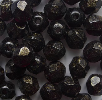 FP1-06-90110GM Gold Marbled Garnet Firepolish 6 mm color GM90110
