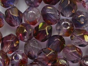 FP1-06-91011CR Luster Golden-Purple-Crystal Czech Glass Facet Firepolish 6 mm 25 stuks