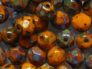 FP1-06-93110T Opaque Sunflower Yellow Picasso Czech Glass Facet Firepolish 6 mm