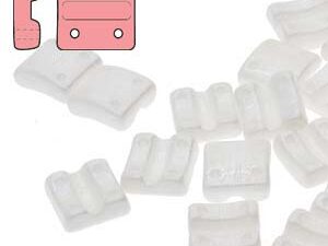 FX-V-03000-14400 Chalk White Luster 4-Hole Fixer Bead Verticaal 5 gr. - Afbeelding 1