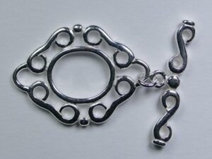 S34178 Sterling Zilveren Opengewerkte Toggle Clasp, kapittelsluiting, 1 streng - Afbeelding 1