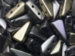VX-01670 Matte Metallic Leather 2-Hole Vexolo Beads 5x8 mm