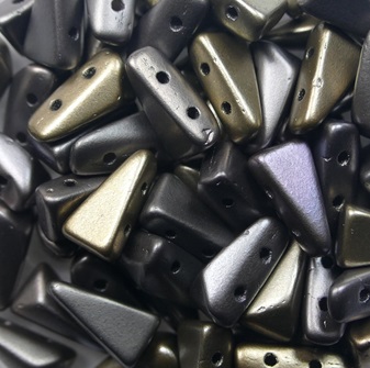 VX-01670 Matte Metallic Leather Vexolo Beads 5x8 mm color 01670 VX-01670 Matte Metallic Leather 2-Hole Vexolo Beads 5x8 mm