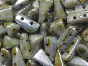 VX-02010-65431 Alabaster Blue Green Lazura Luster 2-Hole Vexolo Beads 5x8 mm