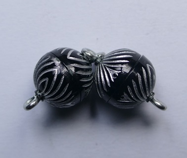 Acryl Magnetic Clasp gegraveerd Zwart-zilver 10 mm
