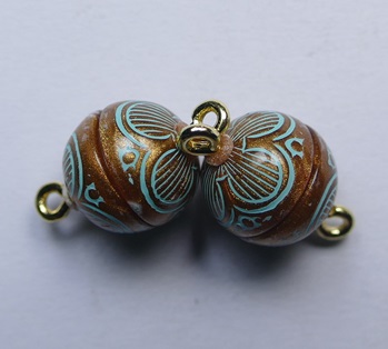 Acryl Magnetic Clasp gegraveerd patina-koper 10 mm