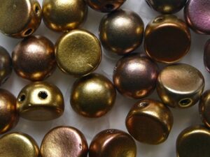 CAB-2-hole-01640 Matte Metallic Bronze Iris 2-hole Cabochons 6 mm