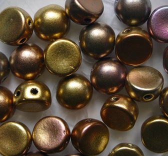 CAB-2-hole-01640 Matte Metallic Bronze Iris 2-hole cabochon 6 mm color 01640