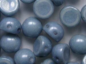 CAB-2-hole-03000-14464 Chalk White Blue Luster 2-hole Cabochons 6 mm