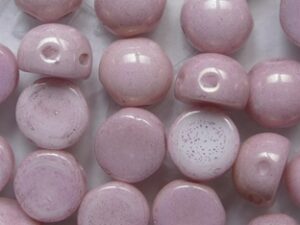 CAB-2-hole-03000-14494 Chalk White Lila Luster 2-hole Cabochons 6 mm