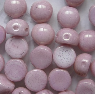 CAB-2-hole-03000-14494 Chalk White Lila Luster 2-hole cabochon 6 mm color 03000-14494