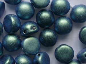 CAB-2-hole-23980-94104 Polychrome Aqua Teal 2-hole Cabochons 6 mm