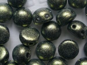 CAB-2-hole-23980-94107 Polychrome Dark Olivine 2-hole Cabochons 6 mm