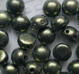 CAB-2-hole-23980-94107 Polychrome Dark Olivine 2-hole cabochon 6 mm color 23980-94107