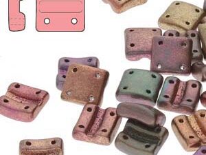 FX-V-00030-01640 Matte Metallic Bronze Iris 4-Hole Fixer Bead Verticaal