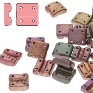 FX-V-00030-01640 Matte Metallic bronze Iris Fixer beads verticaal FX-V-00030-01640 Matte Metallic Bronze Iris 4-Hole Fixer Bead Verticaal