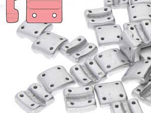 FX-V-00030-01700 Matte Metallic Silver 4-Hole Fixer Bead Verticaal