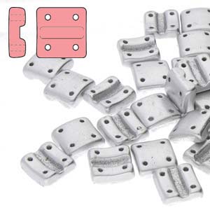 FX-V-00030-01700 Matte Metallic Silver Fixer beads verticaal FX-V-00030-01700 Matte Metallic Silver 4-Hole Fixer Bead Verticaal