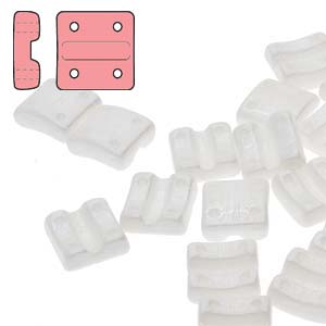 FX-V-03000-14400 Chalk White Luster 4-Hole Fixer Bead Verticaal