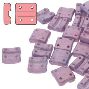 FX-V-03000-15726 Chalk White Lila Vega Luster Fixer Beads Verticaal FX-V-03000-15726 Chalk White Lila Vega Luster 4-Hole Fixer Bead Verticaal