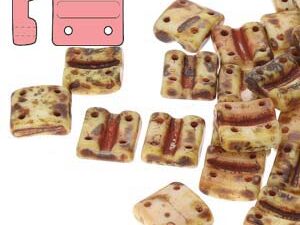 FX-V-03000-86805 Chalk White Dark Travertin 4-Hole Fixer Bead Verticaal